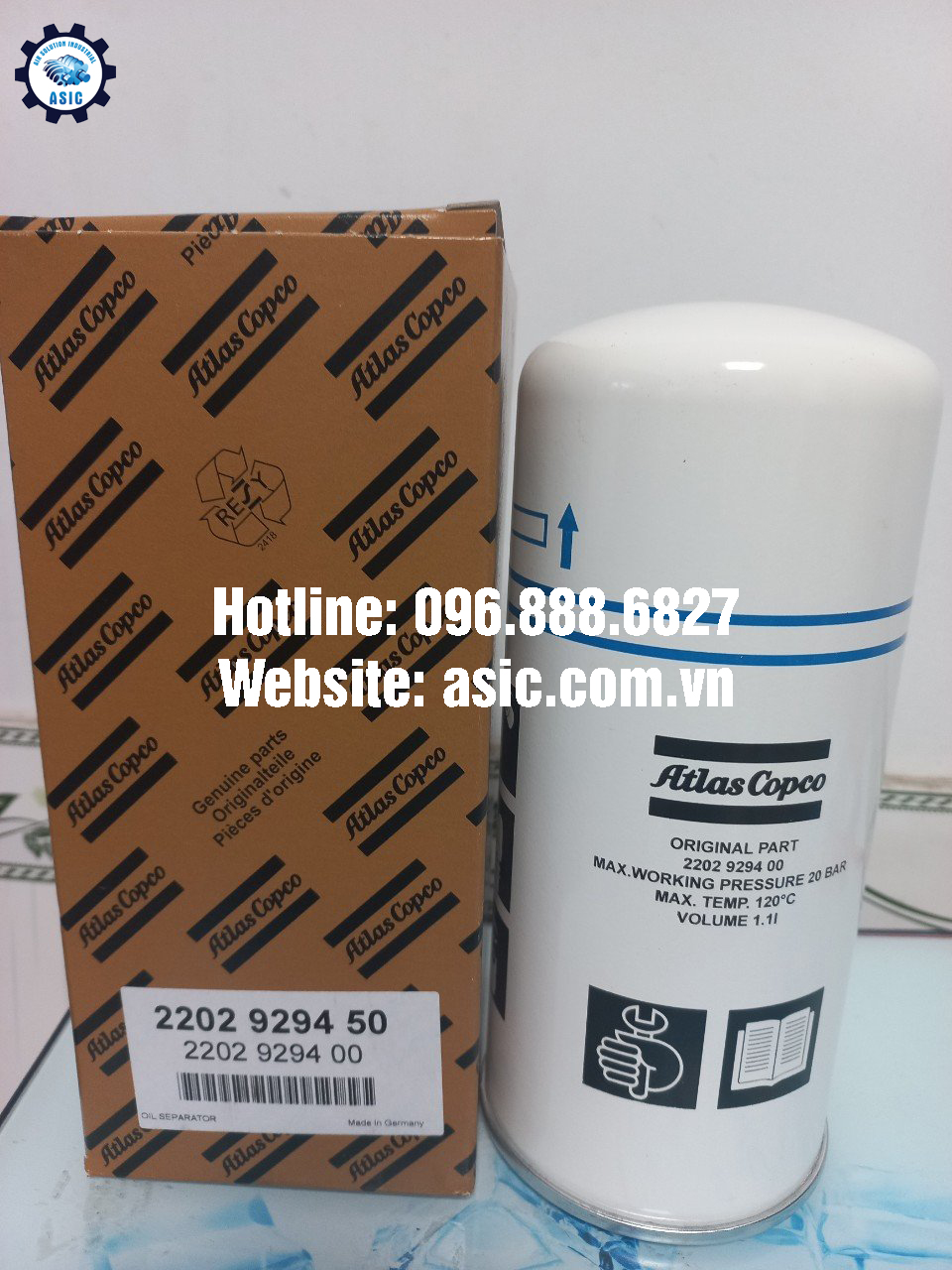 Lọc dầu 2202929450 máy nén khí Atlas Copco chính hãng