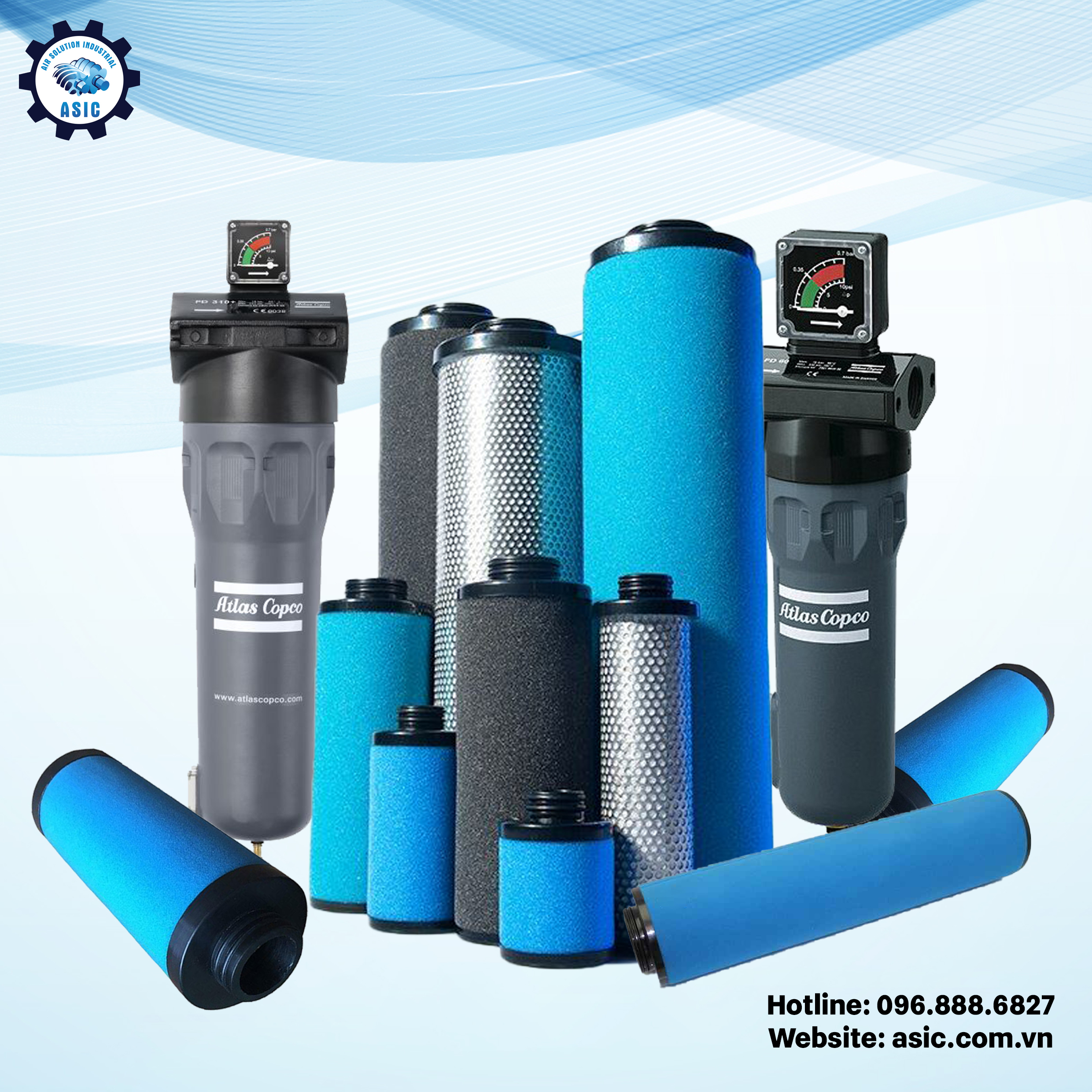 Lọc đường ống Atlas Copco dòng DD - PD - UD