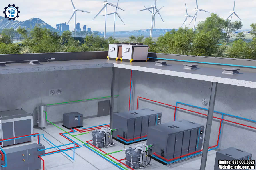 Hệ thống tái tạo năng lượng từ máy nén khí