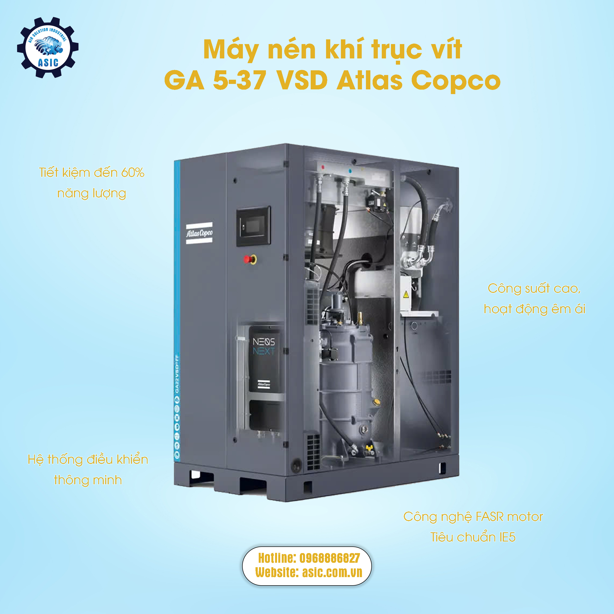 Ưu điểm nổi bật của m&aacute;y n&eacute;n kh&iacute; GA 5-37 VSDˢ